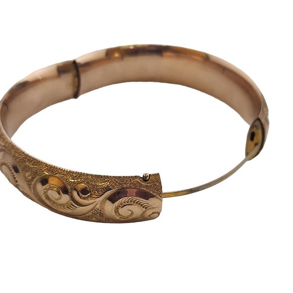 Antique Highly Detailed All Over Designed GF Bangle Bracelet Marked AAGCO 1/10 - Picture 6 of 8